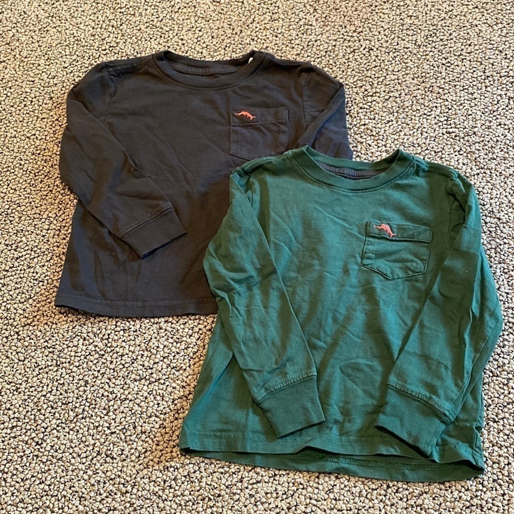 Bundle of 2 Tommy Bahama Long Sleeved Black & Green Shirts Size Boys 4 in EUC